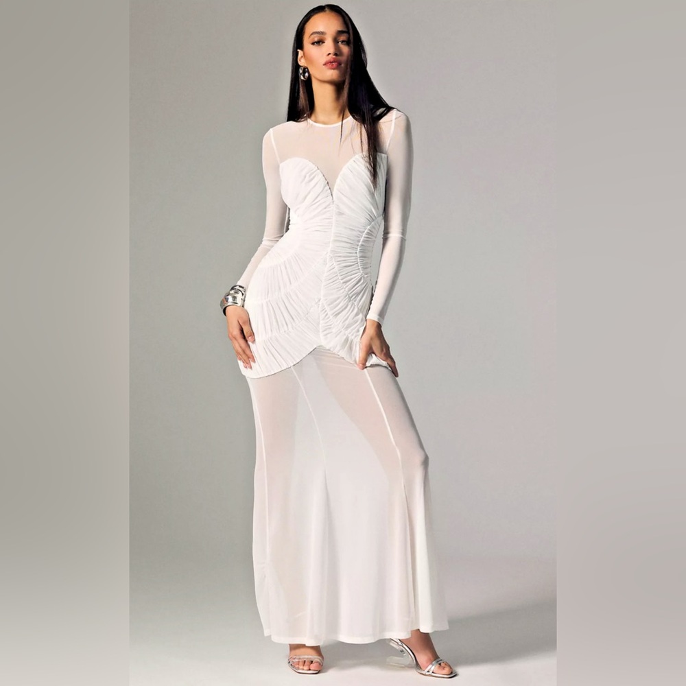 BNWT MISHA White 🤍Sheer Slim Dress size Medium fits like a Small